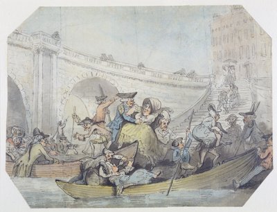 Ankunft der Fähren an der London Bridge von Thomas Rowlandson